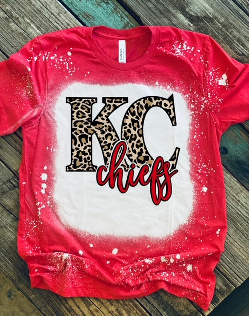 KC Chiefs Leopard Football Bleached Tee