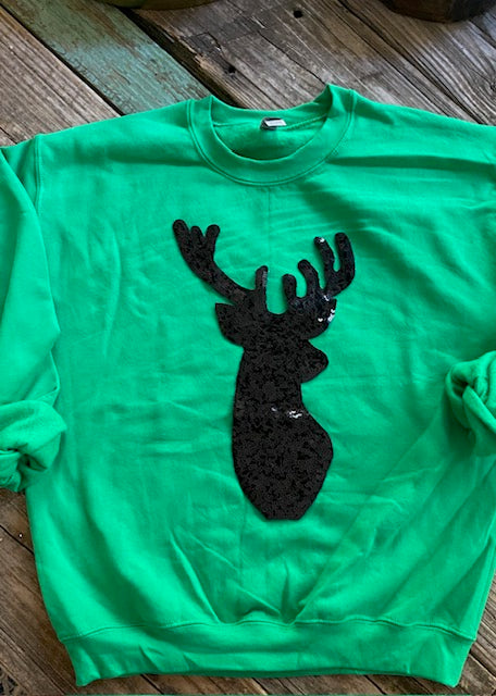 Sequin Black Deer Sweatshirt