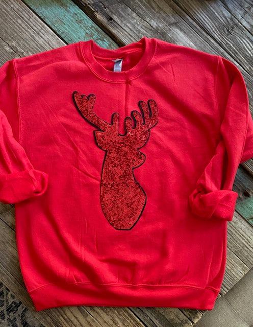 Sequin Red Deer Sweatshirt