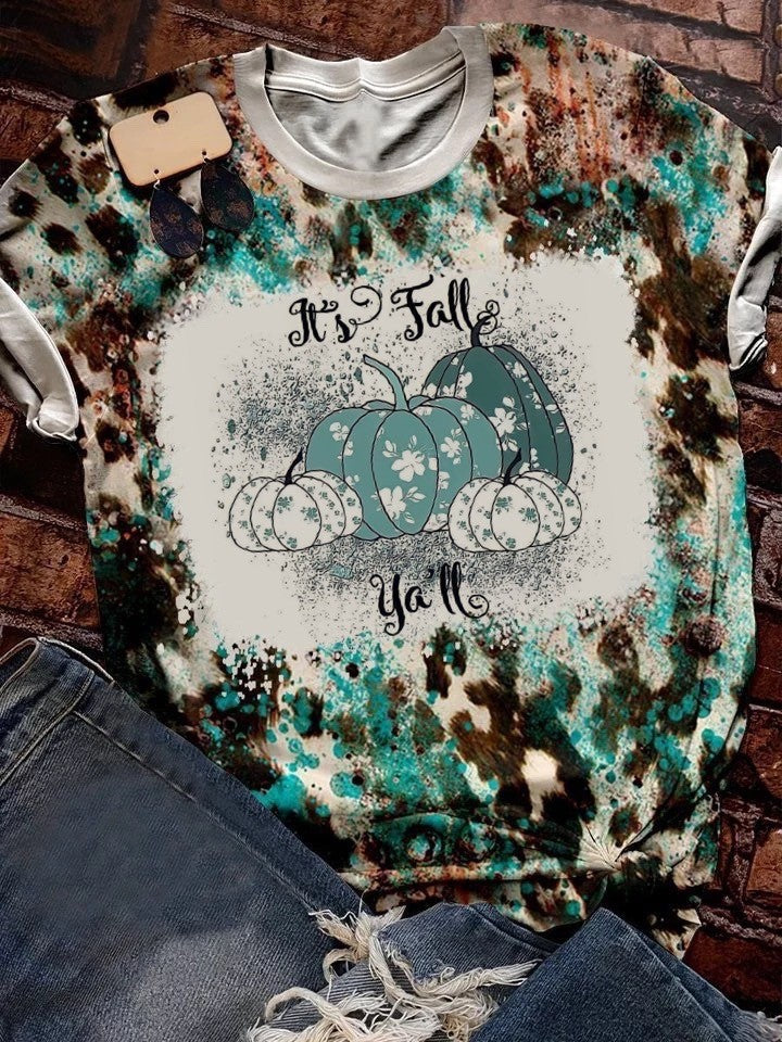 It's Fall Y'all teal printed shirt