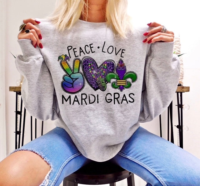 Peace Love Mardi Gras Sweatshirt