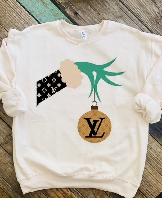 Grinch Hand Holding LV Sweatshirt