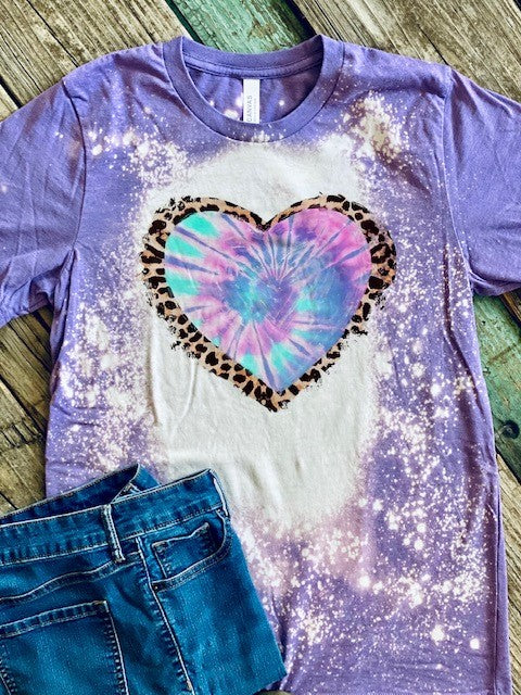 Tie dye and Leopard heart