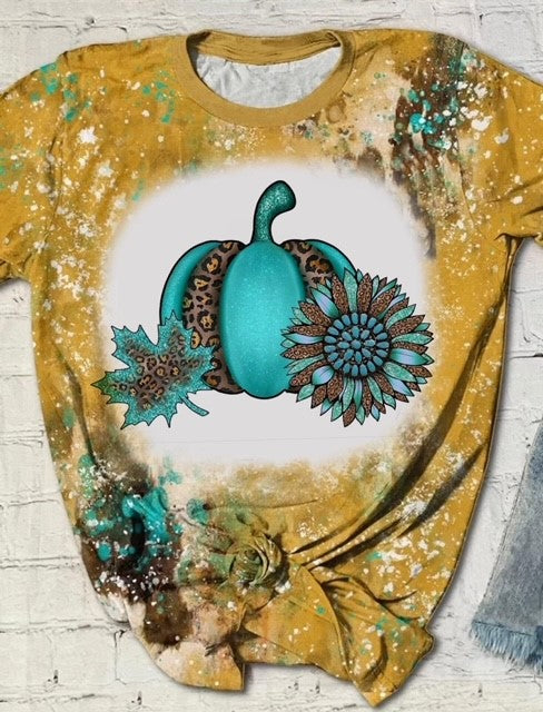 Turquoise pumpkin with sunflower